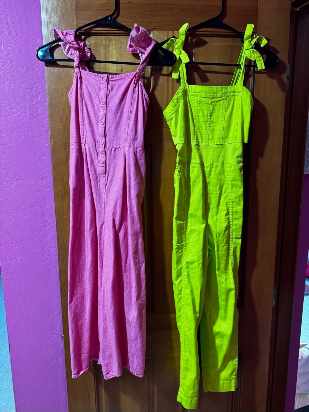 Nordstrom Pink and Neon Green Kids One-Piece Jumpsuits